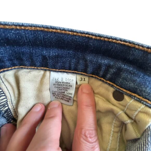 Rag & Bone /JEAN Distressed Straight Leg Jeans Canyon Wash Grunge Y2K Size‎ 31 - Picture 3 of 9